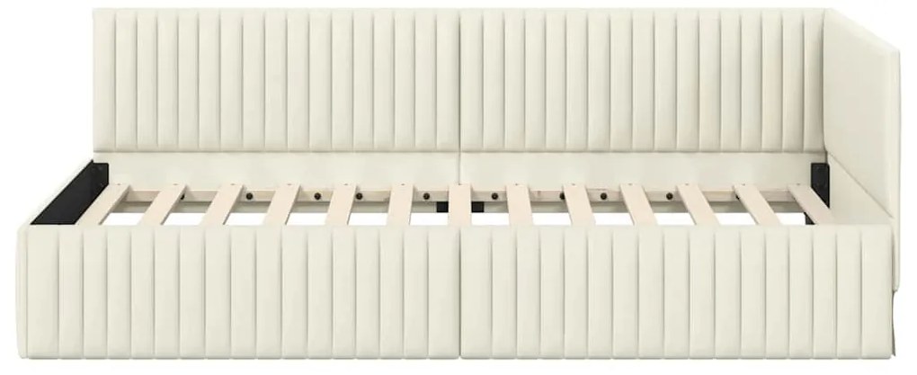 vidaXL Κρεβάτι Γωνίας με κεφαλάρι Κρεμ 100 x 200 cm Βελούδο