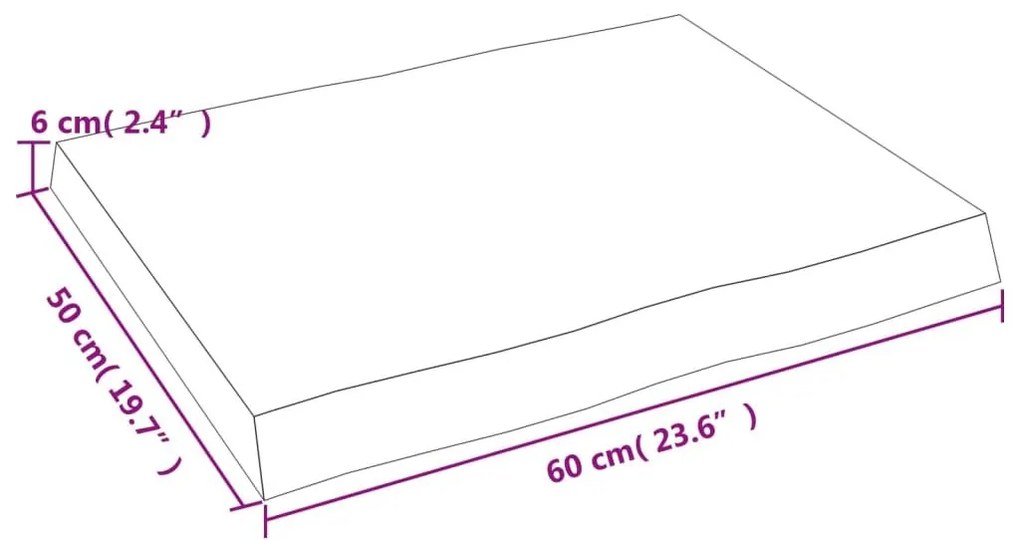 Επιφ Τραπεζιού Αν Καφέ 60x50x(2-6)εκ. Ακατέργ. Μασίφ Ξύλο Δρυός - Καφέ