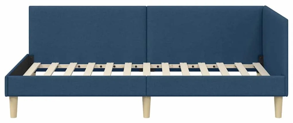 vidaXL Κρεβάτι Γωνίας Μπλε 80 εκ x 200 εκ Ύφασμα και Κόντρα Πλακέ