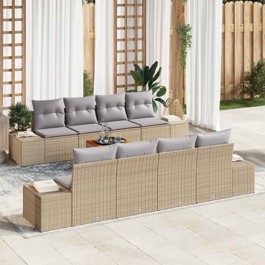 vidaXL Σετ Καναπέ Κήπου 7 pcs Beige, ανοιχτό γκρι 55 x 55 x 37 εκ