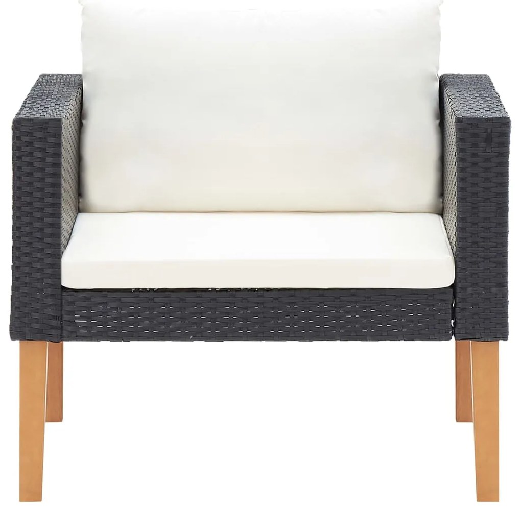 vidaXL Σαλόνι Κήπου 4 Τεμαχίων Μαύρο από Συνθετικό Ρατάν με Μαξιλάρια