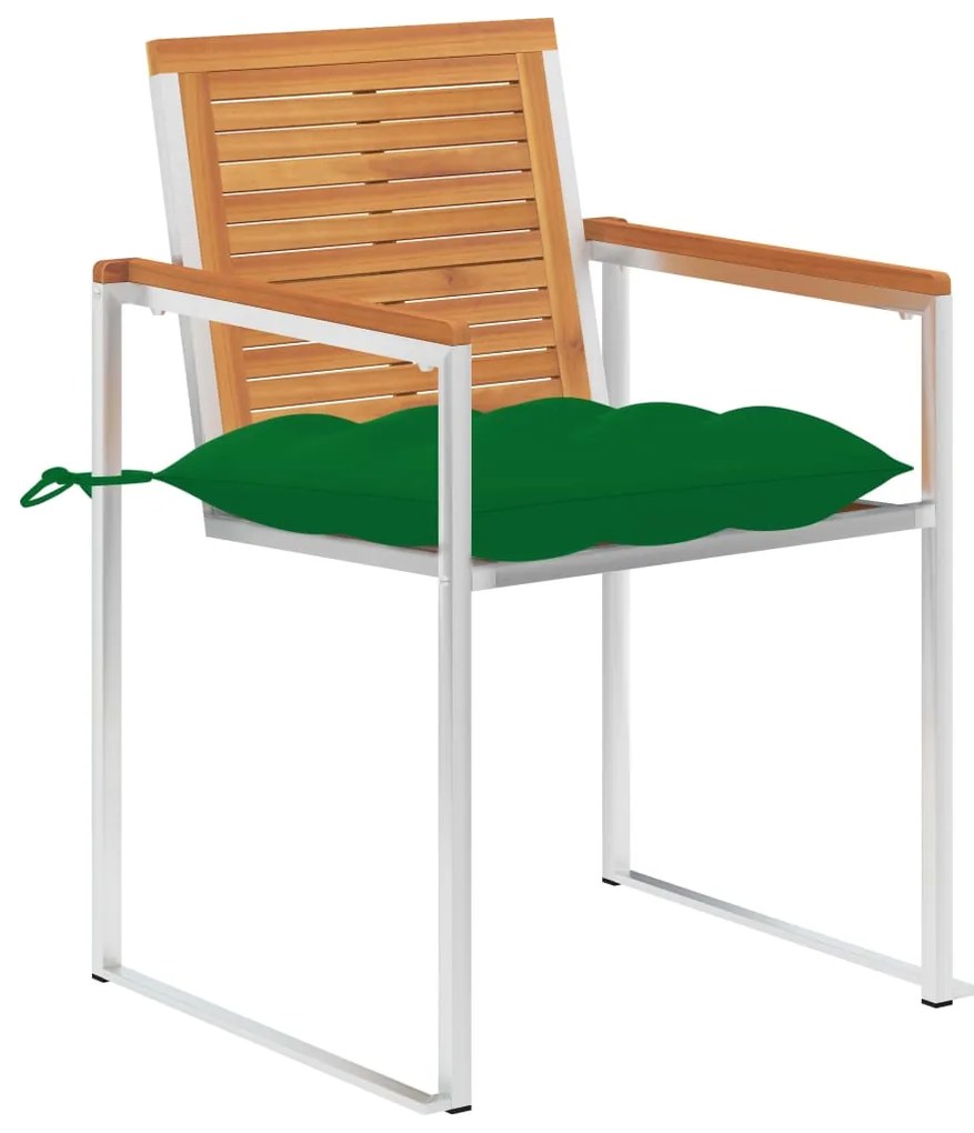 vidaXL Καρέκλες Κήπου 2 τεμ. Μασίφ Ξύλο Ακακίας/Ατσάλι με Μαξιλάρια