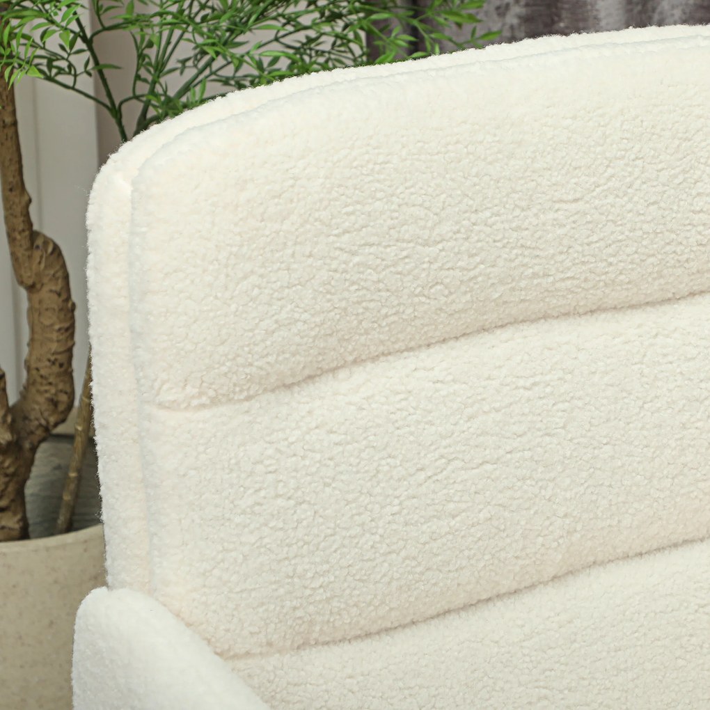 HOMCOM Κινητή καρέκλα γραφείου με κάλυμμα από ύφασμα, μπράτσο, 5 τροχούς, περιστρεφόμενη, Κρεμ Λευκό