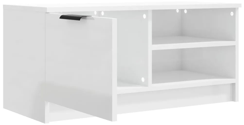 vidaXL Έπιπλο Τηλεόρασης Γυαλ. Λευκό 80x35x36,5 εκ. Επεξεργασμένο Ξύλο