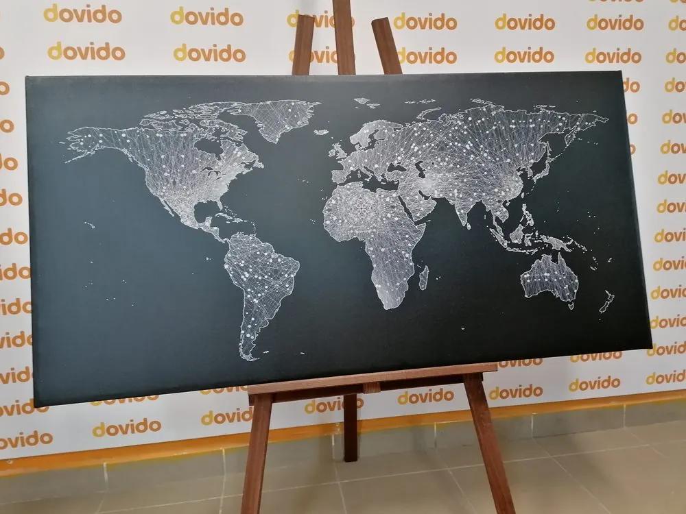 Εικόνα ενός ασπρόμαυρου παγκόσμιου χάρτη σε έναν φελλό - 100x50  arrow