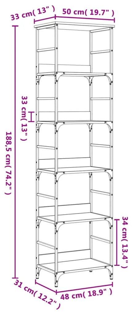 ΒΙΒΛΙΟΘΗΚΗ ΓΚΡΙ SONOMA 50X33X188,5 ΕΚ. ΕΠΕΞΕΡΓΑΣΜΕΝΟ ΞΥΛΟ 835282