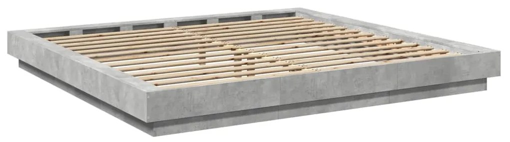 vidaXL Πλαίσιο Κρεβατιού Γκρι Σκυροδέματος 200x200 εκ. Επεξεργ. Ξύλο