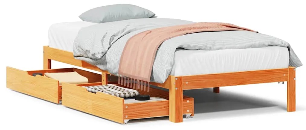 vidaXL Σκελετός Κρεβ. Χωρίς Συρτάρια Καφέ Κεριού 75x190 εκ.