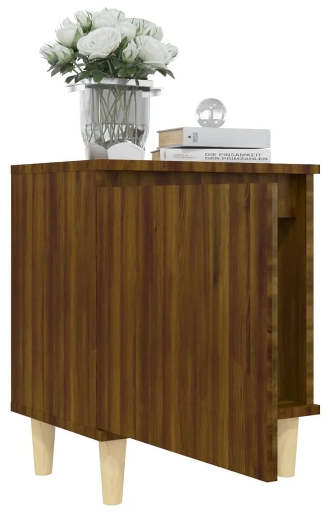 vidaXL Κομοδίνο Καφέ Δρυς 40 x 30 x 50 εκ. με Μασίφ Ξύλινα Πόδια