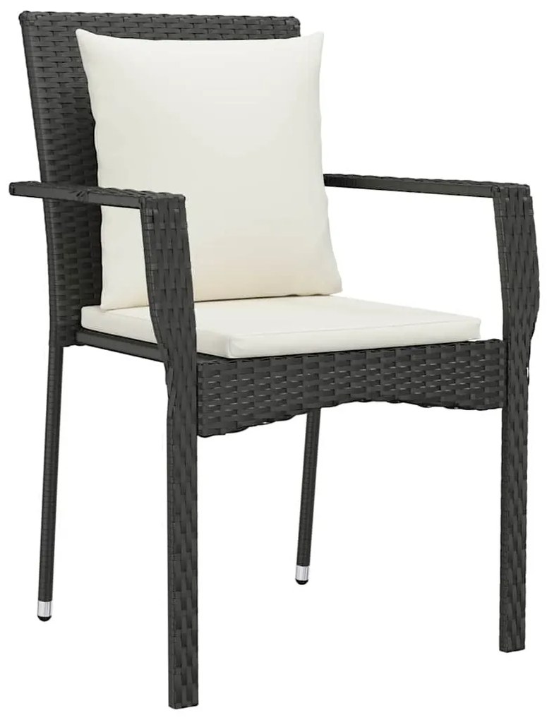 vidaXL Σέτ φαγητού για κήπο με μαξιλάρι 5 pcs Μαύρο Πολυ ράταν
