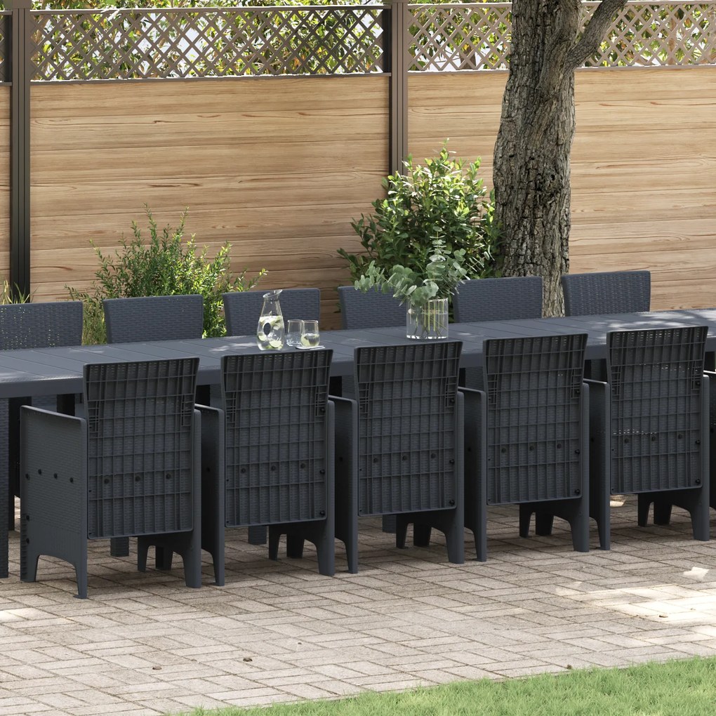 vidaXL Σετ Τραπεζαρίας Κήπου 17 pcs Ανθρακί 16-άτομα Μέταλλο