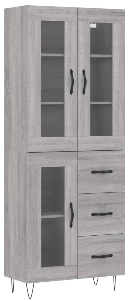 vidaXL Ντουλάπι Γκρι Sonoma 69,5 x 34 x 180 εκ. Επεξεργασμένο Ξύλο