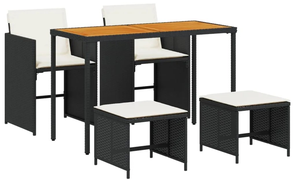 vidaXL Σετ Τραπεζαρίας Κήπου 5 Τεμαχίων Μαύρο Συνθ. Ρατάν με Μαξιλάρια