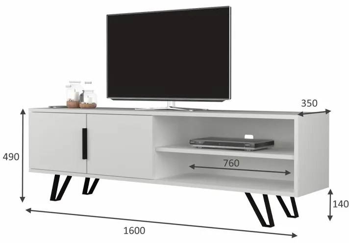 Έπιπλο τηλεόρασης Foot Megapap χρώμα λευκό 160x35x49εκ.