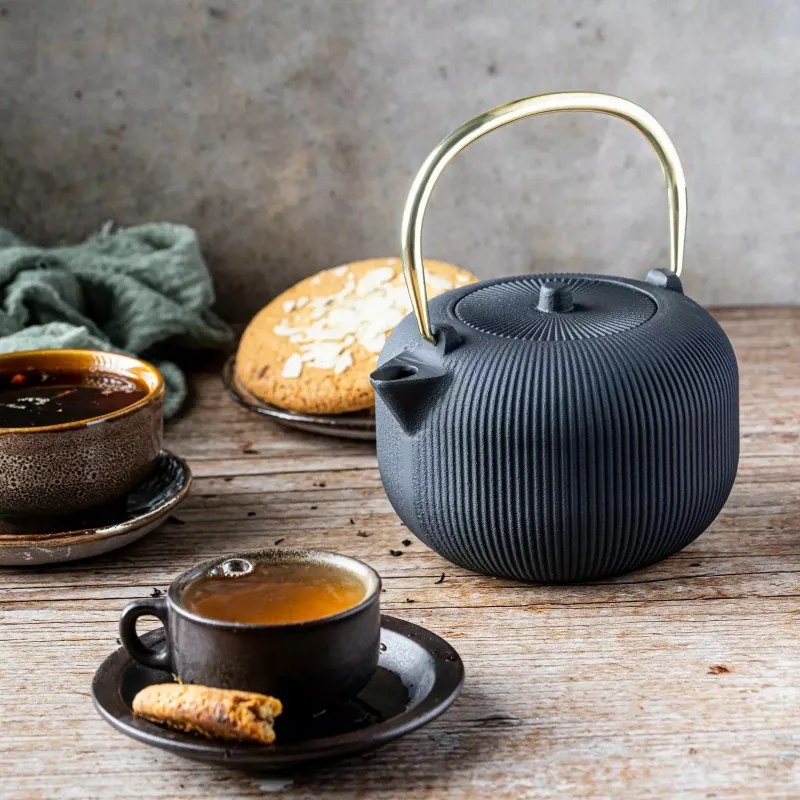 Εγχυτήρας Kinghoff KH 1931, 1 l, Προφίλ στόμιο, Χυτοσίδηρος, Εσωτερικό με εμαγιέ, Μαύρο