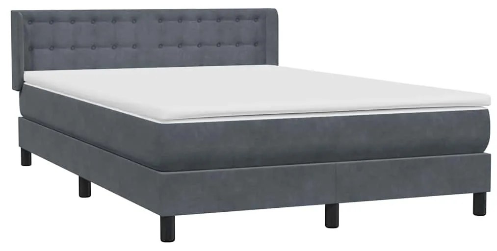 vidaXL Κρεβάτι Boxspring με Στρώμα Σκούρο Γκρι 160x210 εκ. Βελούδινο