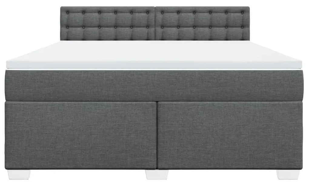 Κρεβάτι Boxspring με Στρώμα Σκούρο Γκρι 180x200 εκ Υφασμάτιν - Γκρι