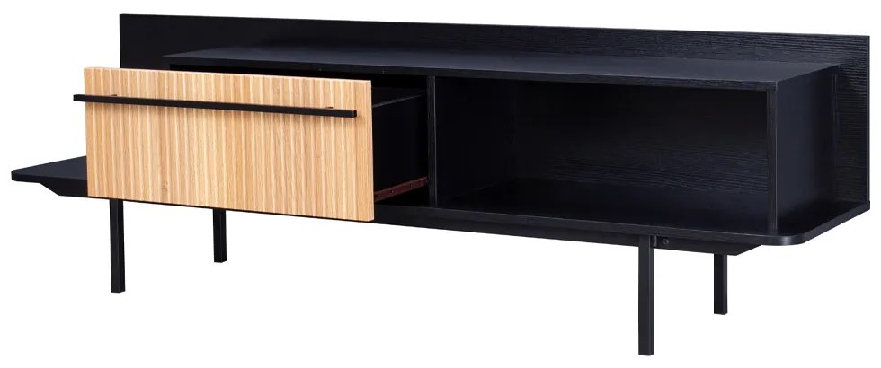 ORIGAMI TV STAND 1ΠΟΡΤΑ ΜΑΥΡΟ SONOMA 160x39,5xH50cm - 05-0720