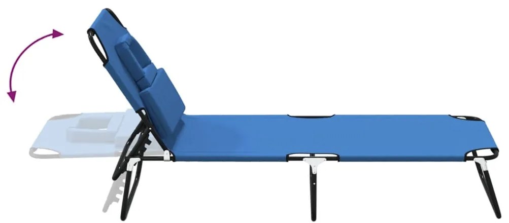 vidaXL Ξαπλώστρα Πτυσ. Μπλε Ύφασμα Oxford&amp;Ατσάλι Ηλεκτ. Βαφή Πούδρας