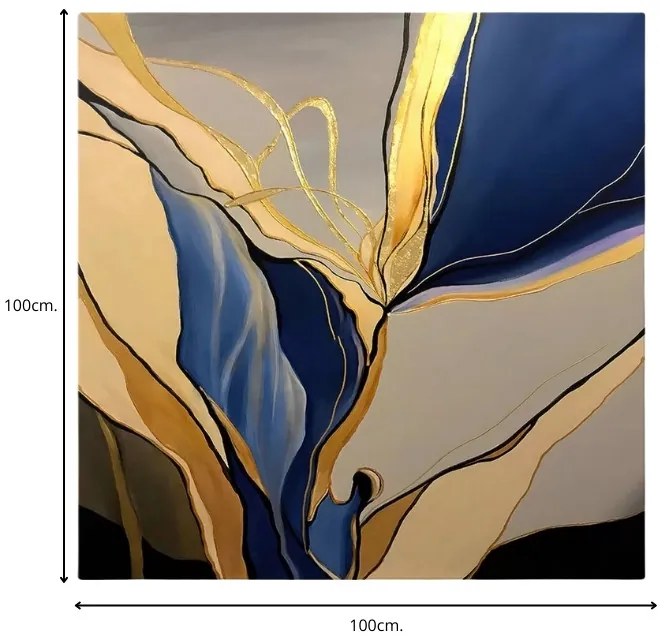 Πίνακας σε καμβά &quot;Dance of Gold and Blue&quot; Megapap ψηφιακής εκτύπωσης 100x100x3εκ.