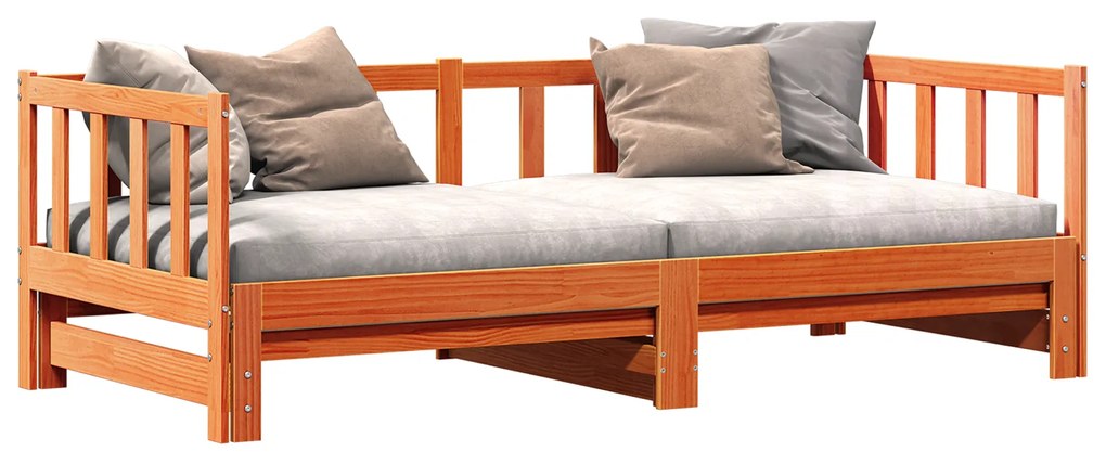 vidaXL Κρεβάτι ημέρας με Pull-out χωρίς στρώμα Καφέ 2x(90x190) εκ