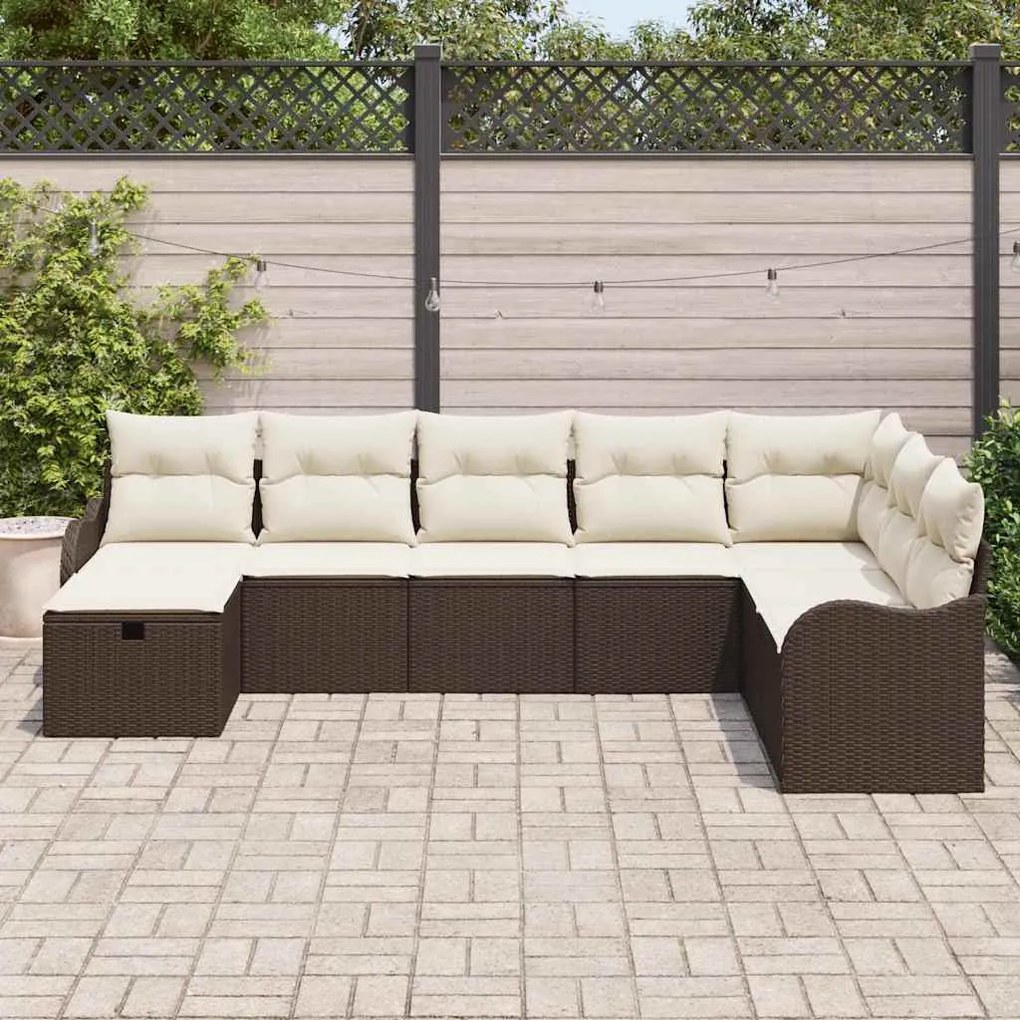 vidaXL Σετ Καναπέ Κήπου 8 pcs Καφέ και κρεμ 287,5 x 177,5 x 85 εκ.