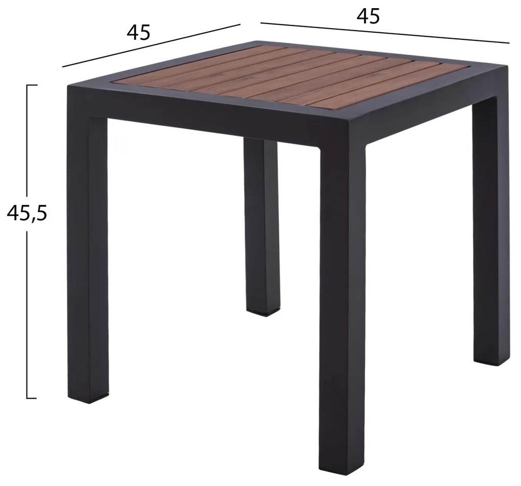 ΤΡΑΠΕΖΙ ΑΛΟΥΜΙΝΙΟΥ SABRA  ΓΚΡΙ ΜΕ POLYWOOD 45Χ45X45,5 εκ.