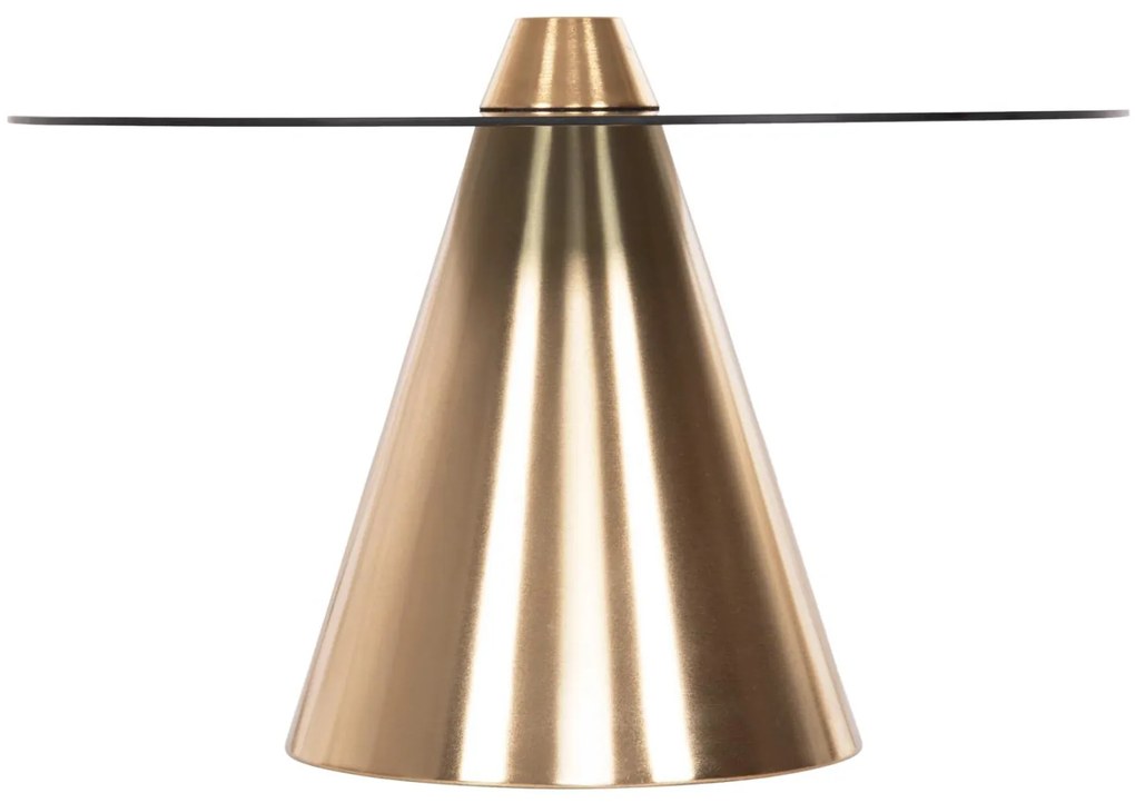 Τραπεζάκια σαλονιού REBEN Σετ 2 τμχ Μέταλλο Χρυσό - Φιμέ Γυαλί Μαύρο Φ80 & Φ60 εκ.