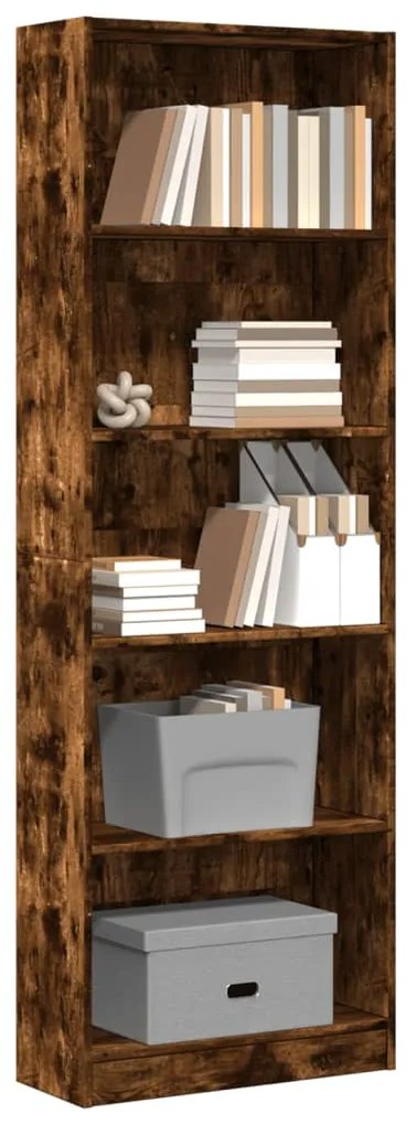 Βιβλιοθήκη Καπνιστή Δρυς 60x24x176 εκ. από Επεξεργασμένο Ξύλο