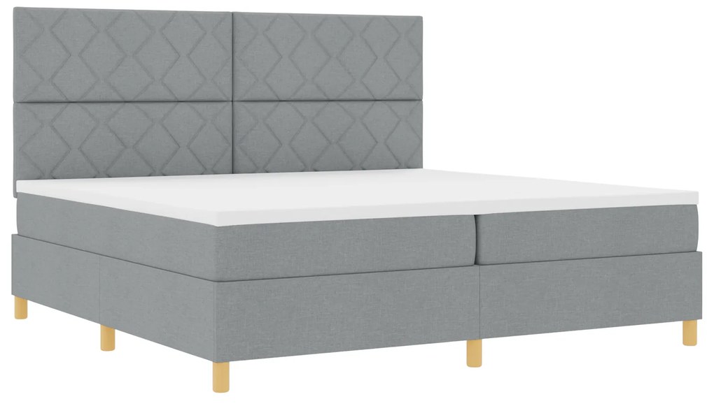 vidaXL Κρεβάτι Box Spring με Στρώμα & Φωτισμό LED Γκρι 200x200 εκ. Υφάσματος