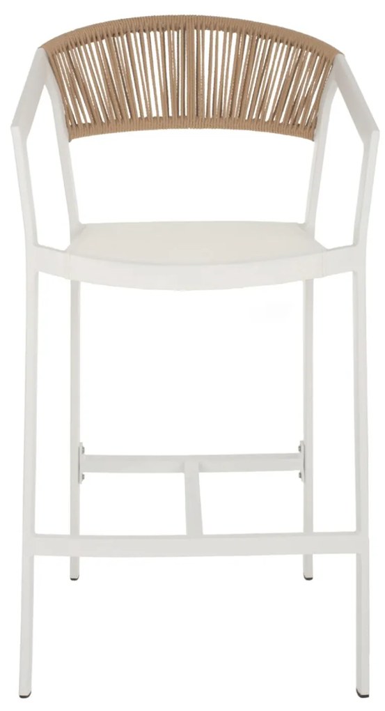 Σκαμπό Μπαρ C5892.22 Αλουμινίου Λευκό με Rattan &amp; Textline 56x58x105Yεκ. 56x58x105 εκ.