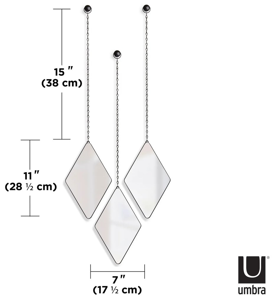 Umbra Σετ 3 καθρέπτες τοίχου/μαύρο πλαίσιο,Dima 358777-040