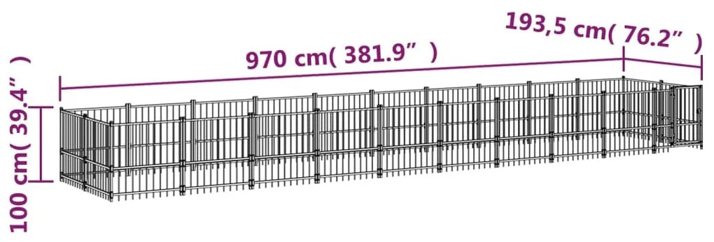 vidaXL Κλουβί Σκύλου Εξωτερικού Χώρου 18,77 μ² από Ατσάλι