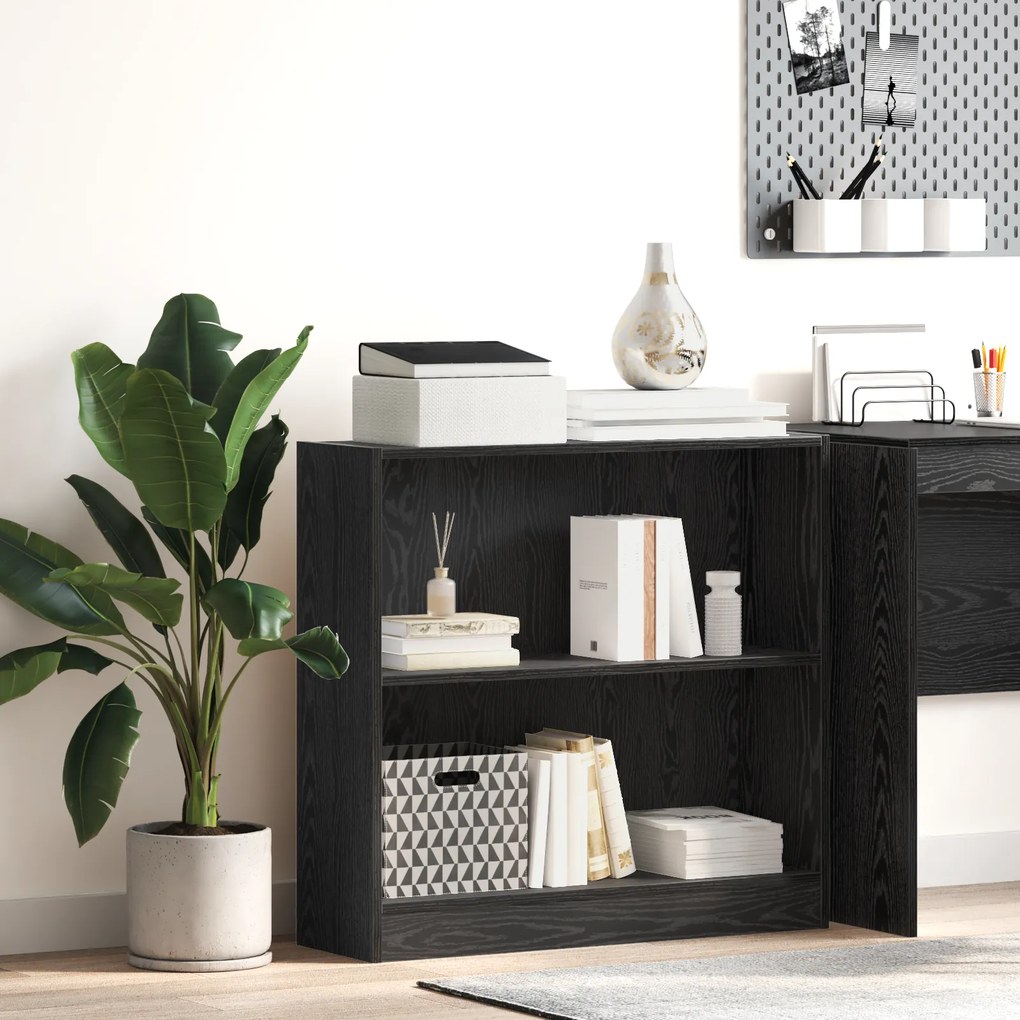 vidaXL Βιβλιοθήκη Μαύρη δρυς 80 x 24 x 109 εκ Μοριοσανίδα