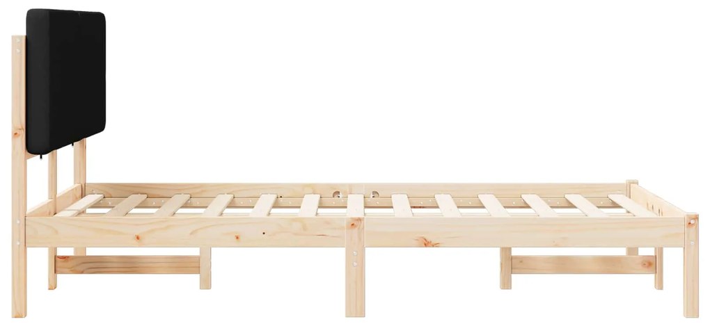 vidaXL Σκελετός Κρεβατιού με Επενδεδυμένο Κεφαλάρι Μαύρο 120 x 190 cm