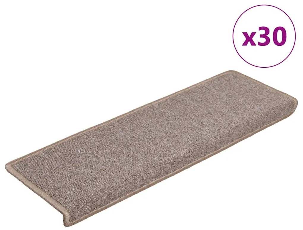 vidaXL Πατάκια Σκαλοπάτια 30 τεμ. Ανοιχτό Καφέ Ορθογώνια Άκρη 65x21x4 εκ.