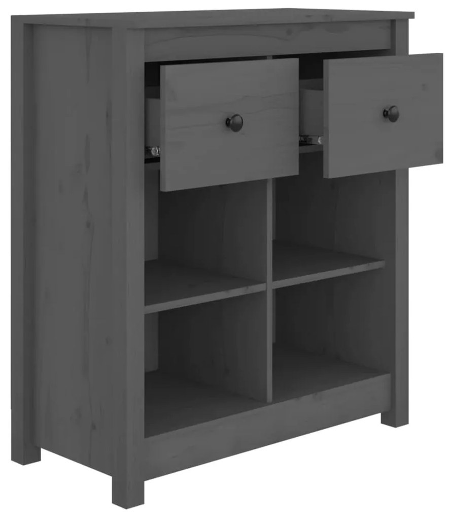 vidaXL Συρταριέρα Γκρί 70 x 35 x 80 εκ. από Μασίφ Ξύλο Πεύκου