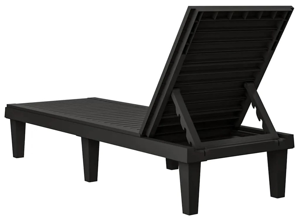 vidaXL Ξαπλώστρες 2 τεμ. Μαύρες 155 x 58 x 83 εκ. από Πολυπροπυλένιο