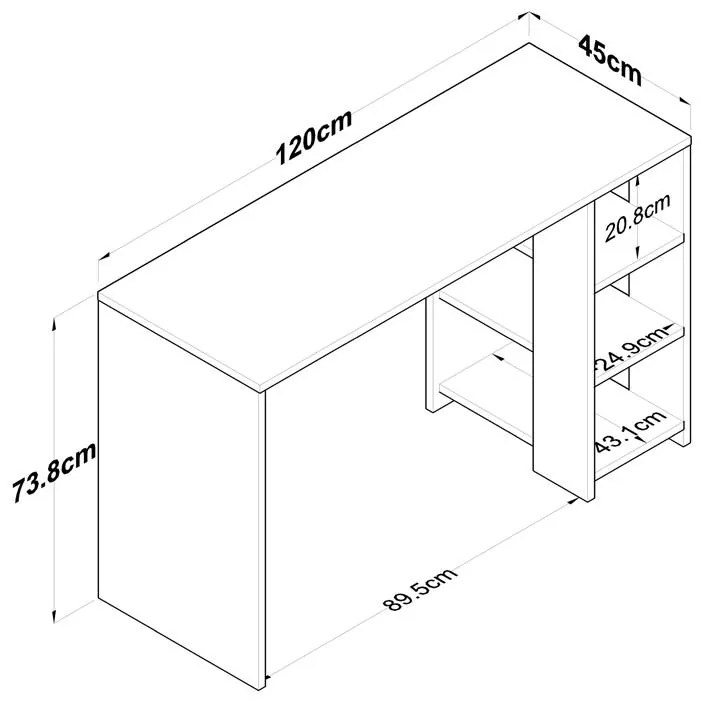 Γραφείο εργασίας Lanuta σε καρυδί-λευκό απόχρωση 120x45x73.8εκ 120x45x73.8 εκ.
