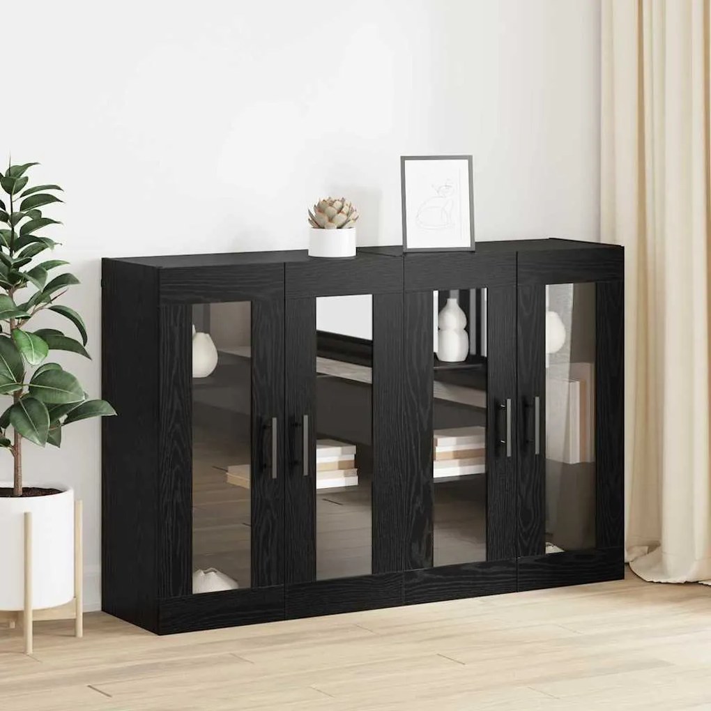 vidaXL Ντουλάπια Τοίχου Επιτοίχιο 2 pcs Μαύρη δρυς 69.5 x 34 x 90 εκ.