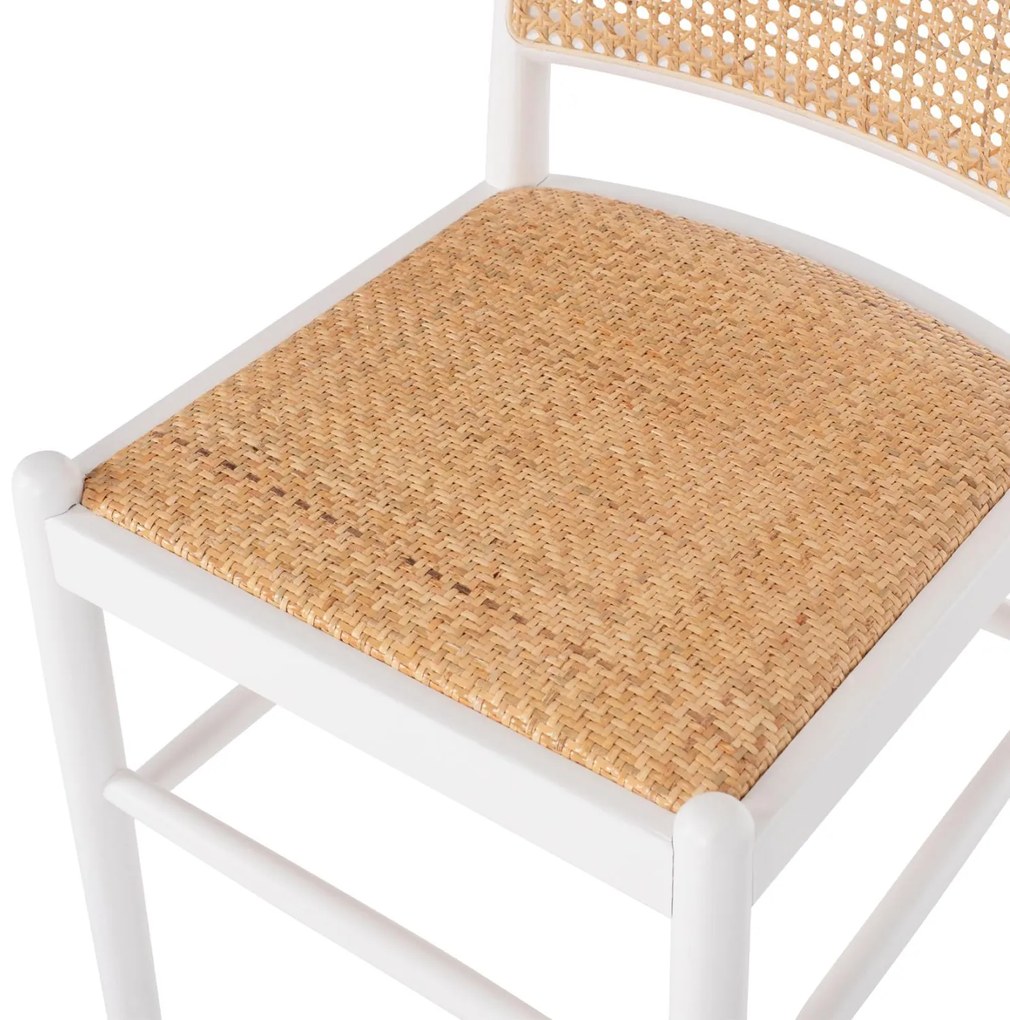Καρέκλα C9407.03 από Οξιά σε Λευκό και Rattan Μπέζ 43x50x87Yεκ. 43x50x87 εκ.