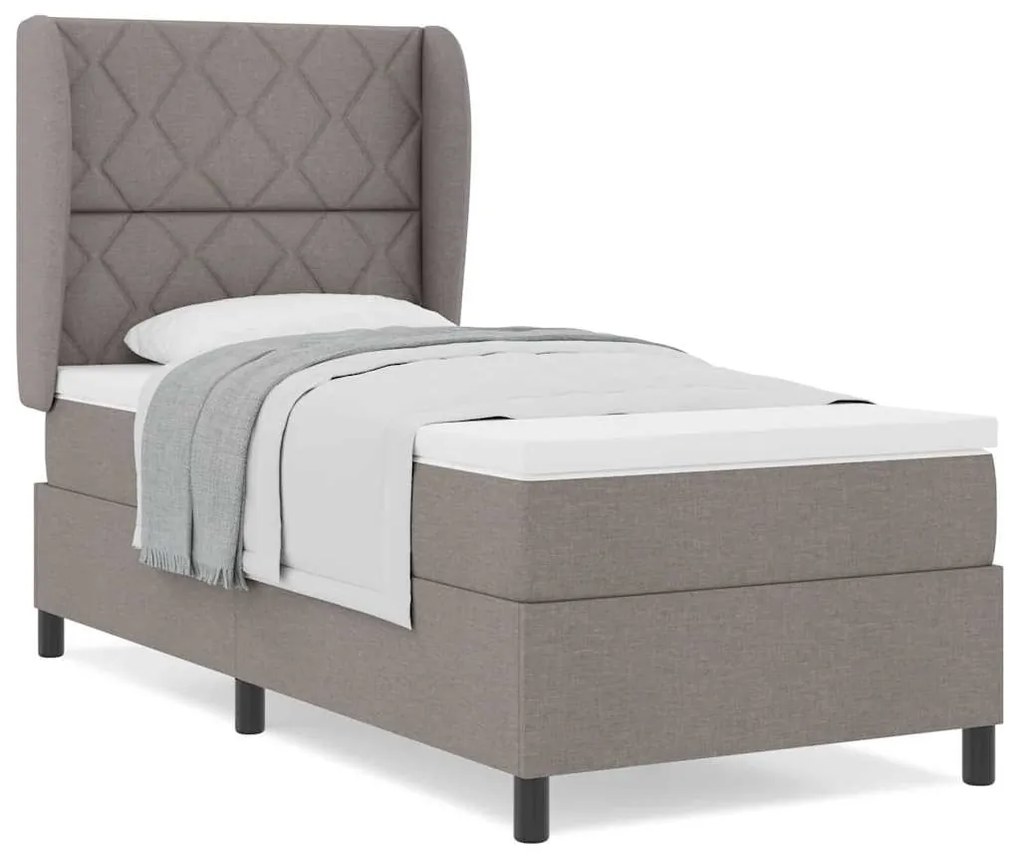 vidaXL Κρεβάτι με ελατήρια με στρώμα Taupe 100 x 200 cm ύφασμα