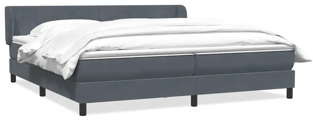 Box Spring Κρεβάτι με στρώματα Σκούρο γκρι 200x210 cm Βελούδινο - Γκρι