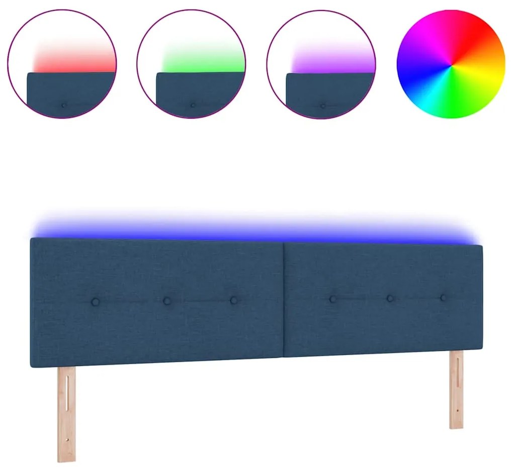 vidaXL LED Κεφαλάρι με φώτα λωρίδας LED με κεφαλάρι Μπλε 180 cm ύφασμα
