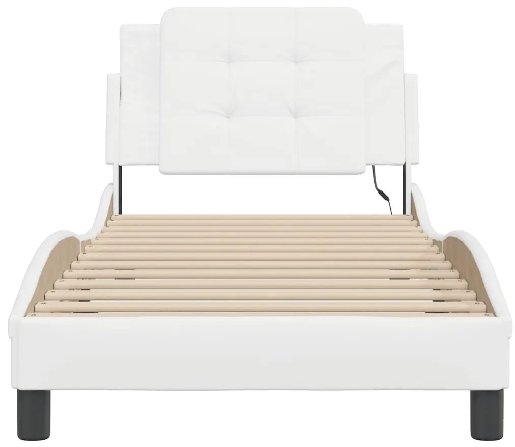 vidaXL Πλαίσιο Κρεβατιού με LED Χωρίς Στρώμα Zadar Λευκό 80x200 εκ.