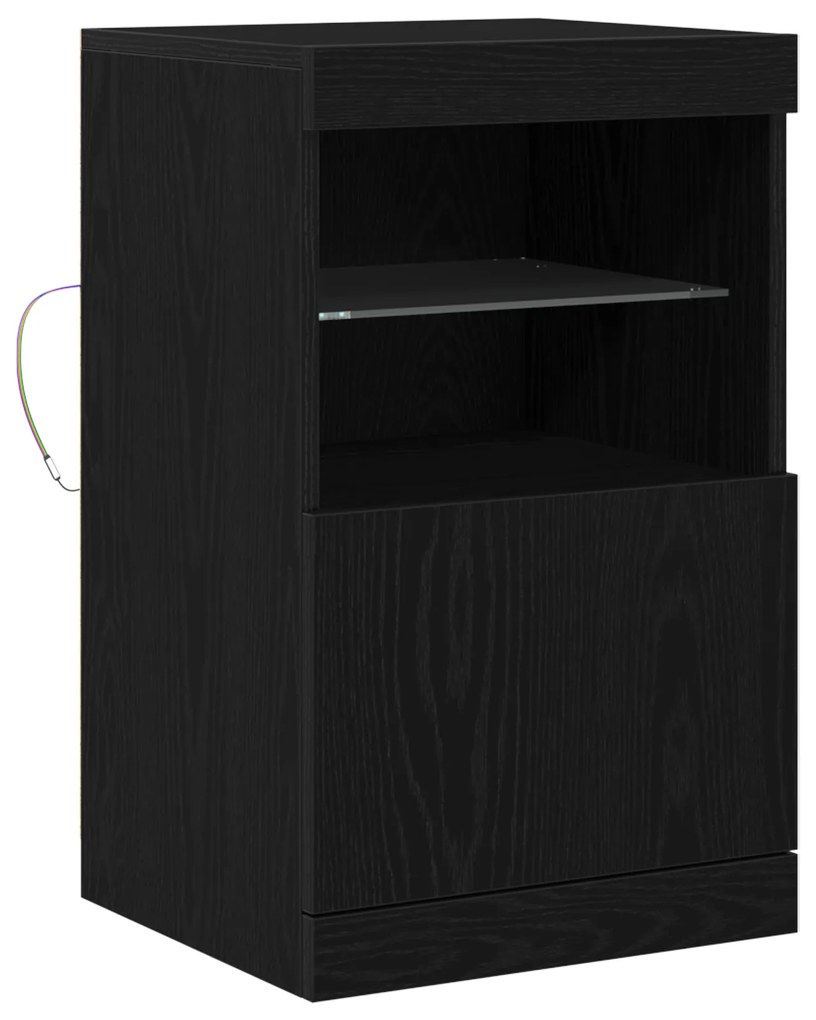 vidaXL Μπουφές με LED Φώτα Μαύρη Δρυς 41x37x67 εκ.