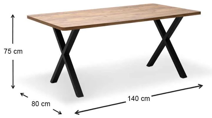 Τραπέζι Jeremy Megapap Mdf - μεταλλικό χρώμα ακακίας 140x80x75εκ.