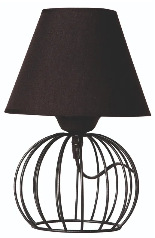 GloboStar® SHAPE 202-0057 Μοντέρνο Eπιτραπέζιο Φωτιστικό Μονόφωτο 1 x E27 IP20 Μαύρο Μέταλλο με Μαύρο Ύφασμα - Μ40 x Π40 x Υ27cm