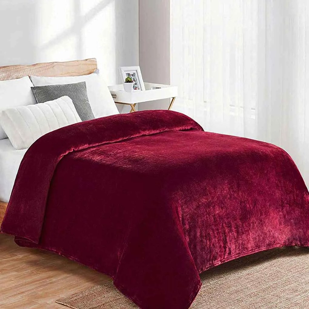 Κουβέρτα Fleece Υπέρδιπλη (220x240) Dimcol Bordeaux 04