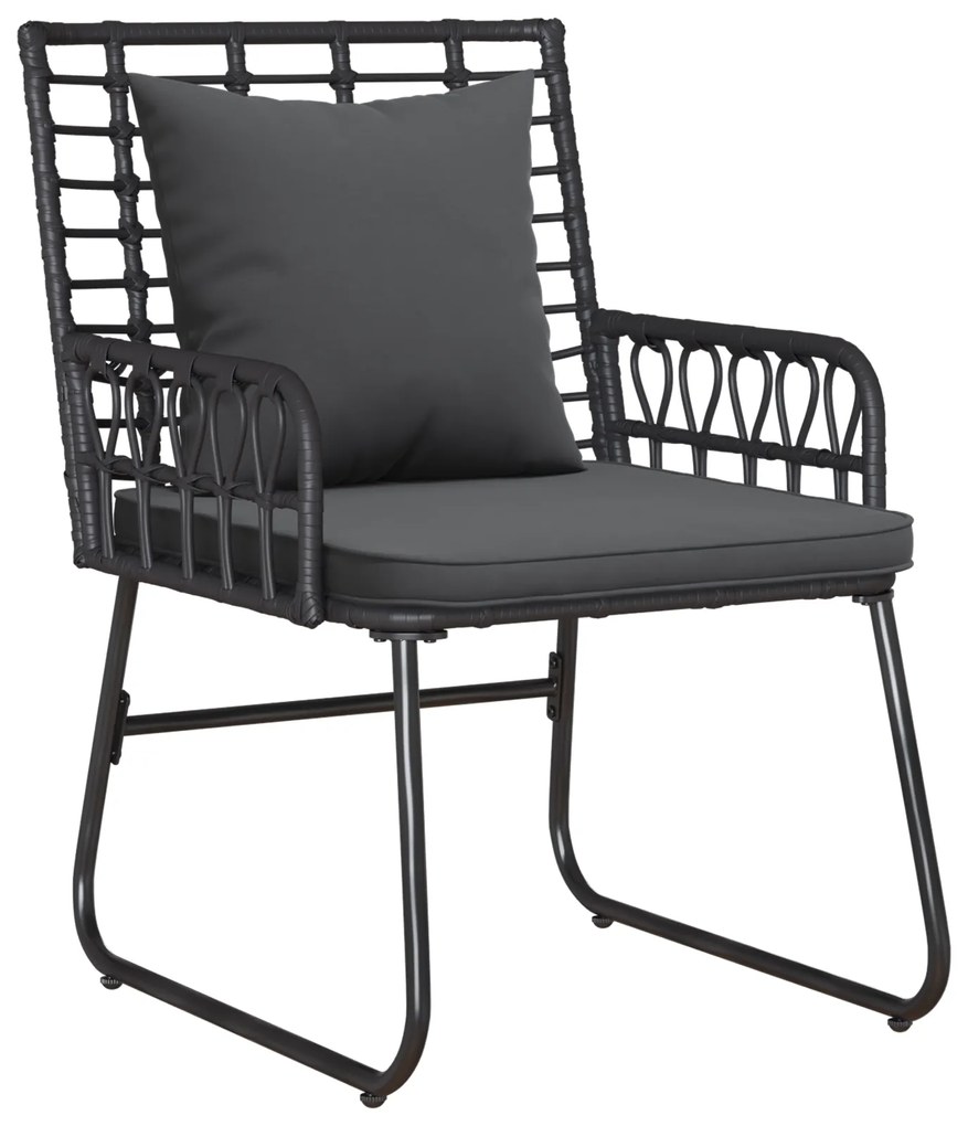vidaXL Σέτ φαγητού για κήπο 3 pcs Μαύρο, Ανθρακί 35 x 35 x 45 εκ